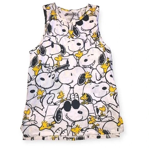 PEANUTS SNOOPY WOODSTOCK JUNIOR GIRLS WHITE TANK TOP - Picture 1 of 3